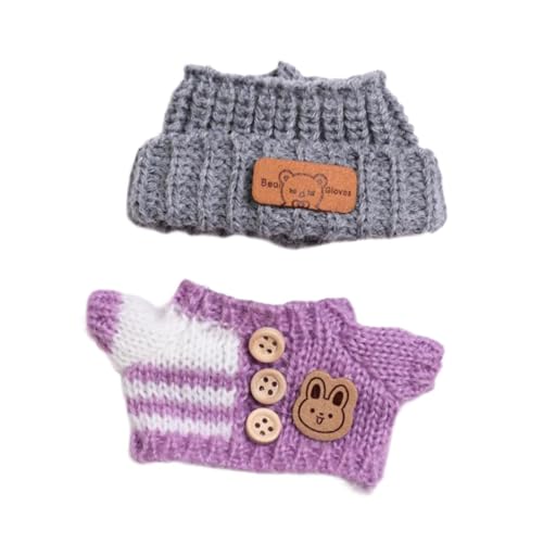 harayaa Puppenkleidung für Mini-Puppen, Set mit Pullover und Kopfbedeckung, Zubehör für kreative Projekte, Lila von harayaa