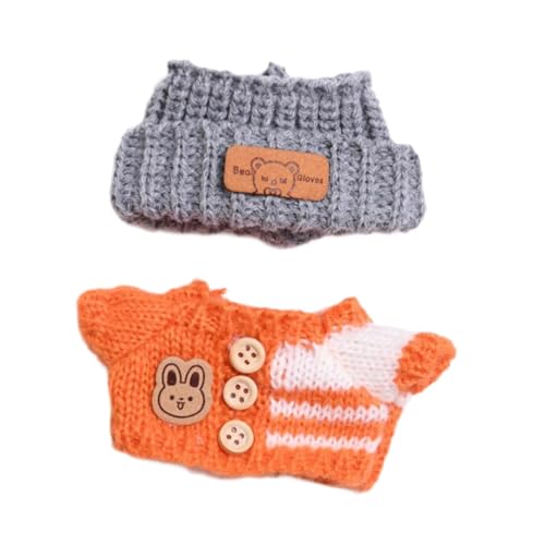 harayaa Puppenkleidung für Mini-Puppen, Set mit Pullover und Kopfbedeckung, Zubehör für kreative Projekte, Orange harayaa Puppenkleidung für Mini-Puppen, Set mit Pullover und Kopfbedeckung, Zubehör für kreative Projekte, Orange von harayaa