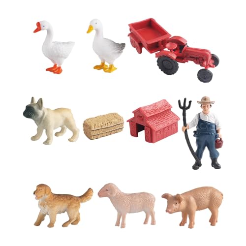 harayaa Realistische Mini Scheune Bauernhof Spielzeug Spielset Bauernhof Tiere Figuren Set Pädagogisches Spielzeug für Kinder Kinder Geburtstag, 10 Stück von harayaa