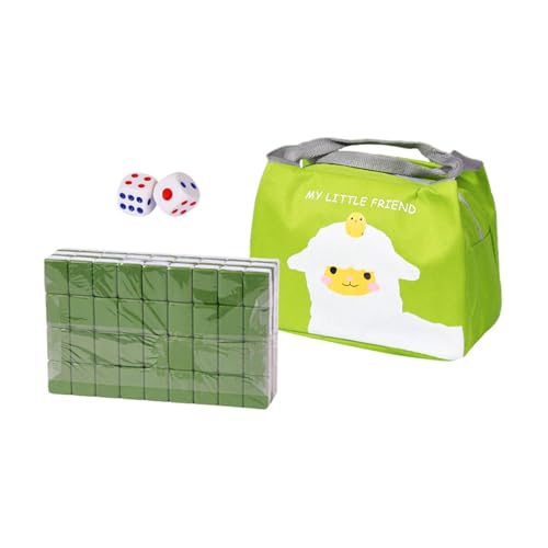 harayaa Reise-Mahjong-Set, chinesisches Mahjong-Spielzeug mit tragbarer Tasche, Mini-Mahjong, Klassische Fliesenspiele für Familien, Grün von harayaa