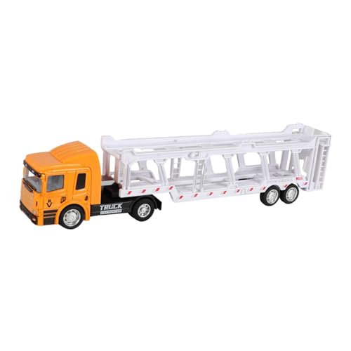 harayaa Schleppwagen Spielzeug, Bauspielfahrzeuge Miniatur Kids Engineering Auto Flachbettfahrzeuganhänger für Tabletop Dekor Alter 3+ Jungen, Gelb von harayaa