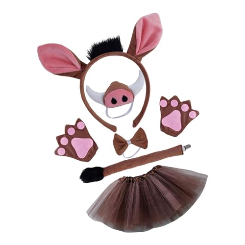 harayaa Schwein-Kostüm-Set, Fliege, Stirnband, Tierkostüm, Cartoon, Cosplay, Nasenhaarschlaufe, Kostümzubehör, Schwanz für Halloween von harayaa