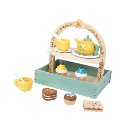 harayaa Teeparty-Set aus Holz für kleine Mädchen, Spielküchenzubehör, Rollenspiel für Mädchen von harayaa