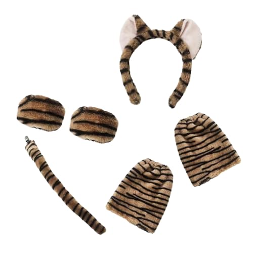 harayaa Tierohren-Schwanz-Set, dekoratives Cosplay für Kinder, Mädchen und Jungen, Feiertagsparty, Brauner schwarzer Tiger von harayaa