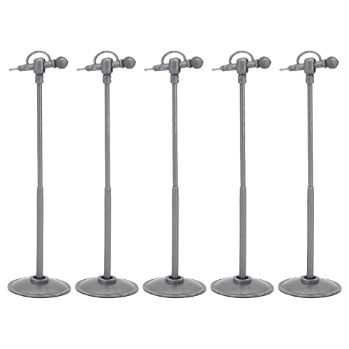 harayaa Verstellbares Puppenhausmikrofon 1:6 Heimdekoration Spielzeug Puppenhauszubehör KTV Mikrofonmodell für Actionfiguren Puppenhaus, Silber- von harayaa