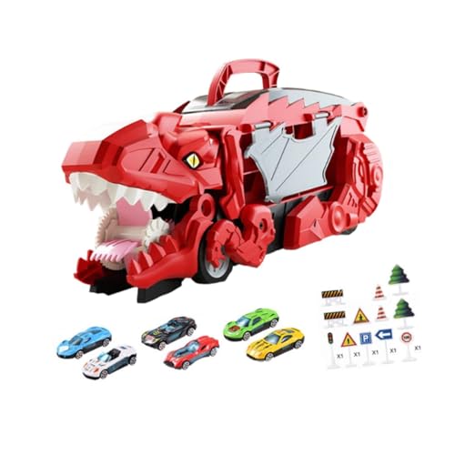 harayaa Verwandelbares Dinosaurierspielzeug, Kinderspielfahrzeugspielzeug, kreatives Dino-Verwandlungsspielzeug, für 2 3 4 5 6 Jungen, Rot von harayaa