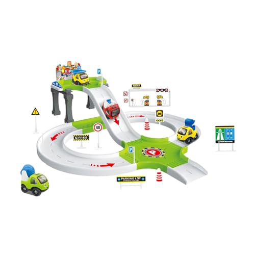harayaa Vorschulwagenspiele Spielzeug versammelte Spielzeug im Alter von 4 bis 6 Cartoon Vielseitiger Bildungsauto-Kit Garage Parking-Abenteuerspielzeug, Green Engineer Car von harayaa
