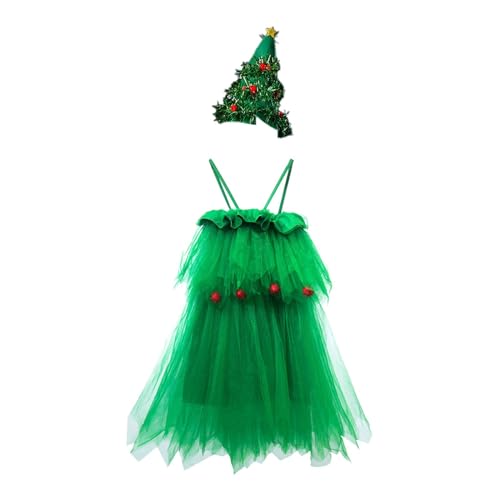 harayaa Weihnachtskostüm, Weihnachtskleid, Cosplay Kleidung, Grünes Kleid, Cosplay Kostüm für Halloween, Party, Bühnenauftritt, Weihnachten, 110cm von harayaa