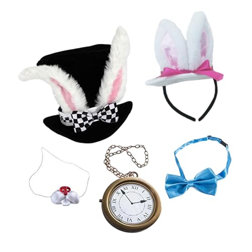 harayaa Weißes Kaninchen Kostüm, Maskerade, Halloween Nasenmode mit Schleifen Stirnband von harayaa