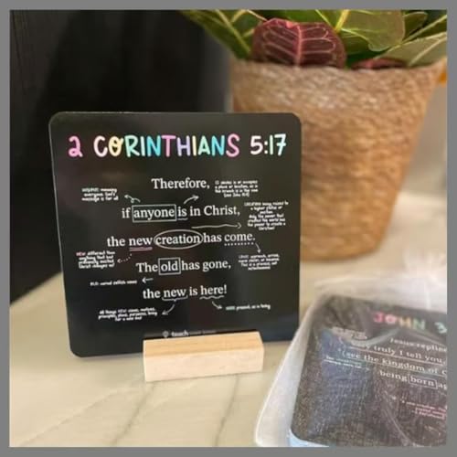 52 Scripture Cards, Scripture Memory Cards with Wood Stand, Christian Bible Trivia Memory Card Crafts Set, Teach Sunday School Gifts for Every Week of The Year 52 Scripture Cards, Scripture Memory Cards with Wood Stand, Christian Bible Trivia Memory Card Crafts Set, Teach Sunday School Gifts for Every Week of The Year von hardinox