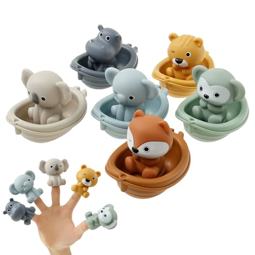 Harupink 6 Stück Tiere Fingerpuppen Badewannenspielzeug mit Schwimmendes Boot,BPA-frei,Lustige Wasserspielzeug Kinder Outdoor ab 3 Monate,Badespielzeug Baby Badewanne Spielzeug Harupink 6 Stück Tiere Fingerpuppen Badewannenspielzeug mit Schwimmendes Boot,BPA-frei,Lustige Wasserspielzeug Kinder Outdoor ab 3 Monate,Badespielzeug Baby Badewanne Spielzeug von harupink