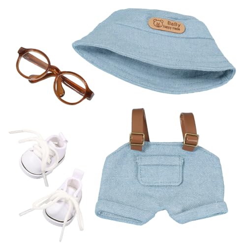 Harupink Kleidung für Puppe, Puppenkleidung 17 cm /15cm große Puppen-Blindboxen, Kuscheltier Kleidung Outfit inkl.Overall, Mütze, Brille,Schuh(Blau) von harupink