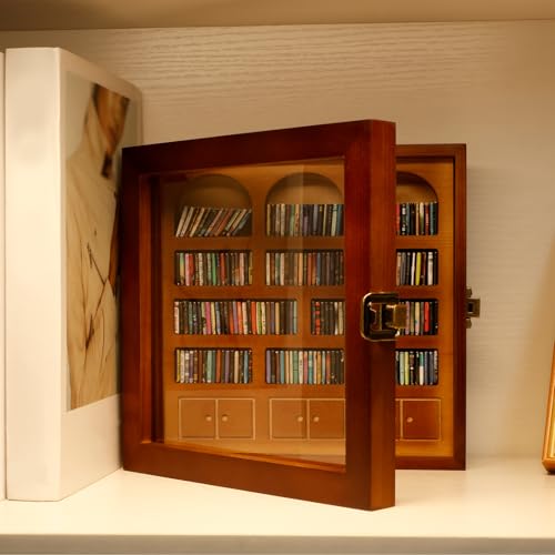Harupink Mini Bücherregal für Ängste,Miniatur Bücherregal Möbel mit 200 Kleine Buchornamente,Naturholzdesign,Stressabbauendes Geschenk für Bücherliebhaber Dekoratives Anti-Angst-Ornament(Braun) von harupink