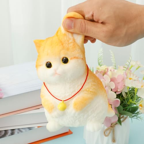 Harupink Taba Squishy Cat,Fufu Squishy Toy,Süße Spielzeug Kätzchen Stressspielzeug,Anti Stress Katze Toy,Soft Squeeze Kätzchen Toys Für Mädchen Und Jungen Zum Entspannen(Orange Katze) von harupink