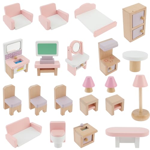 Puppenhausmöbel,Holzset,22 Teilig,Puppenhauszubehör für den Geburtstag Ihres Kindes,den Kindertag,Weihnachten oder Feiern,Förderung der Eltern-Kind-Beziehun Puppenhausmöbel,Holzset,22 Teilig,Puppenhauszubehör für den Geburtstag Ihres Kindes,den Kindertag,Weihnachten oder Feiern,Förderung der Eltern-Kind-Beziehun von harupink