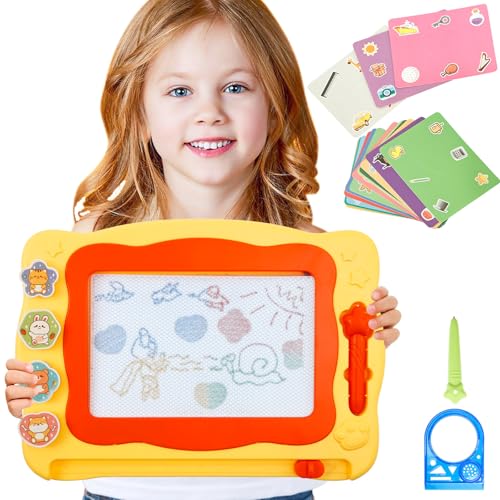 harupink Magnetische Maltafel Zaubertafel,33,5×23,5cm Magnettafel Kinder Zaubermaltafel mit 4 Form Stempel,15 Muster Vorlage und 2 Bürste,Geschenk für Kinder ab 2 3 4 5 6-12Jahre alt Junge Mädchen von harupink