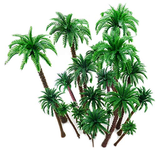 hatisan 20 Stück Modell Bäume Coconut Palmen Diorama Modelle/Modellbahn Landschaft, Künstliches Plan-Regenwald- Architektur Bäume des Plastiks, Gebäudemodell Baum Kuchen Deckel von hatisan