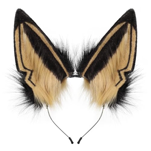 hbbhml Haarreif mit Fuchs, Wolfsohren, handgefertigt, für Damen und Herren, Cosplay-Kopfbedeckung für Halloween-Party von hbbhml