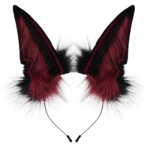 hbbhml Haarreif mit Fuchs, Wolfsohren, handgefertigt, für Damen und Herren, Cosplay-Kopfbedeckung für Halloween-Party von hbbhml