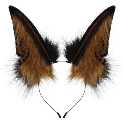hbbhml Haarreif mit Fuchs, Wolfsohren, handgefertigt, für Damen und Herren, Cosplay-Kopfbedeckung für Halloween-Party von hbbhml