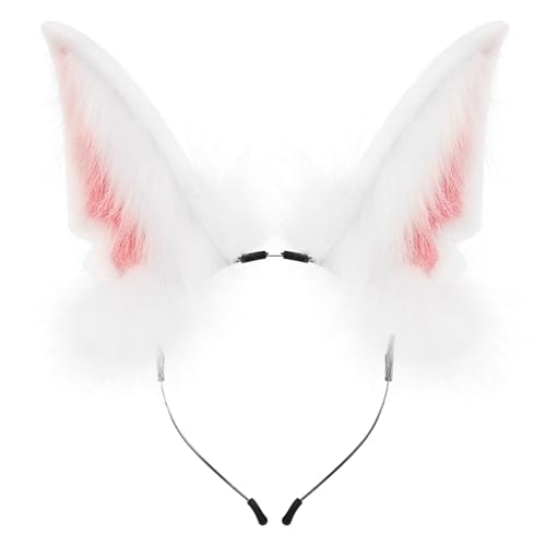 hbbhml Handgefertigtes Tierfell Wolf Fuchsohren Stirnband Cosplay Kopfbedeckung Haarreifen Kopf Zubehör für Halloween Party von hbbhml