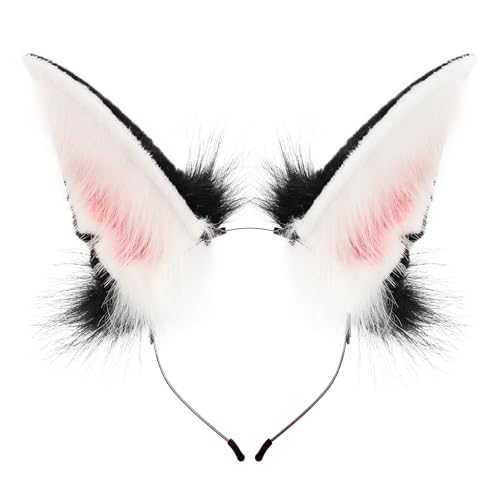 hbbhml Handgefertigtes Tierfell Wolf Fuchsohren Stirnband Cosplay Kopfbedeckung Haarreifen Kopf Zubehör für Halloween Party von hbbhml