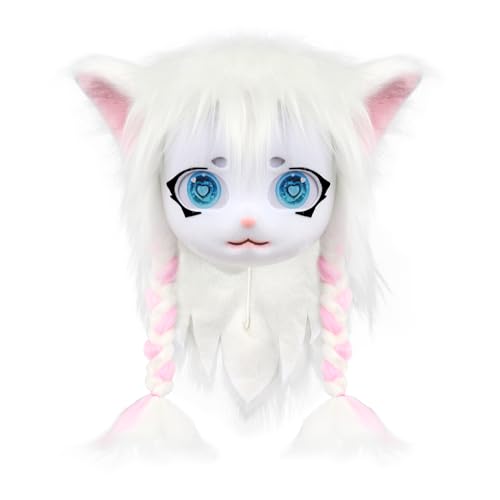 hbbhml Pelzige Tierkopf Maske Zöpfe Pelzanzug Halloween Maskerade Partys Cosplay Kostüm Kopfbedeckung hbbhml Pelzige Tierkopf Maske Zöpfe Pelzanzug Halloween Maskerade Partys Cosplay Kostüm Kopfbedeckung von hbbhml
