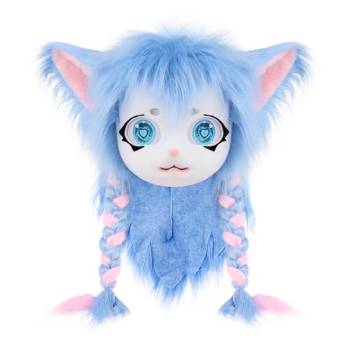 hbbhml Pelzige Tierkopf Maske Zöpfe Pelzanzug Halloween Maskerade Partys Cosplay Kostüm Kopfbedeckung hbbhml Pelzige Tierkopf Maske Zöpfe Pelzanzug Halloween Maskerade Partys Cosplay Kostüm Kopfbedeckung von hbbhml