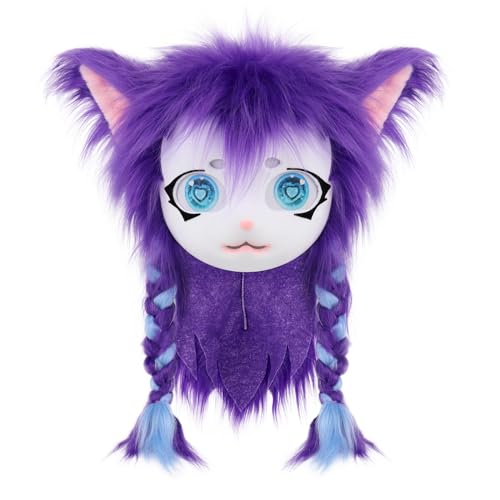 hbbhml Pelzige Tierkopf Maske Zöpfe Pelzanzug Halloween Maskerade Partys Cosplay Kostüm Kopfbedeckung hbbhml Pelzige Tierkopf Maske Zöpfe Pelzanzug Halloween Maskerade Partys Cosplay Kostüm Kopfbedeckung von hbbhml