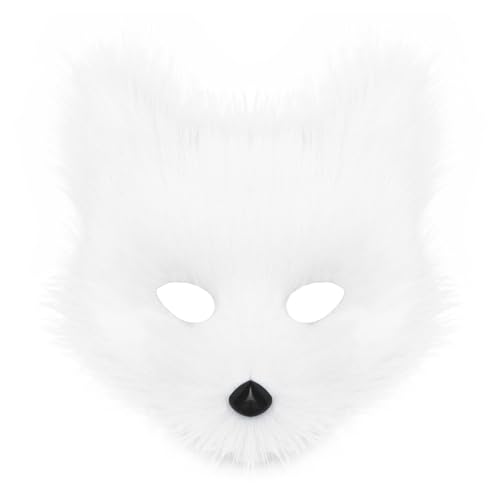 hbbhml Tier Fuchs Wolf Maske Halloween Party Cosplay Kostüme Requisiten Plüsch Katze Halbes Gesicht Masken Karneval Weihnachten Maskerade von hbbhml