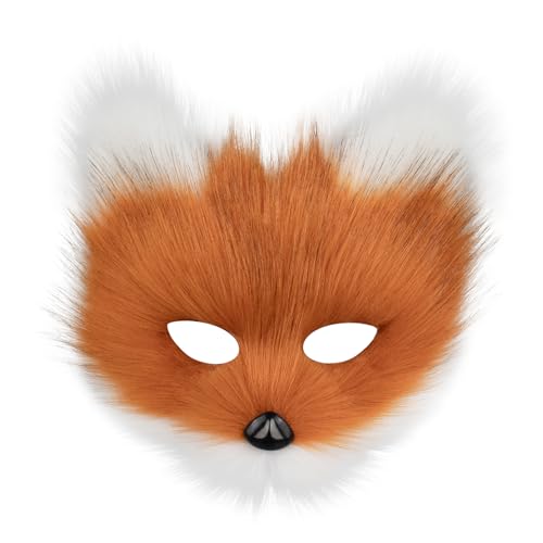 hbbhml Fuchs Katze Maske Wolf Kunstfell Flauschige Tier Cosplay Kostüme Gesichtsmasken für Maskerade Weihnachten Halloween Karneval von hbbhml