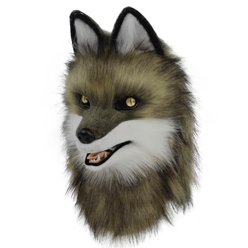 hbbhml Wolf Hundekopf Maske Plüsch Kunstfell Kostüm Cosplay Zubehör für Halloween Weihnachtsfeier hbbhml Wolf Hundekopf Maske Plüsch Kunstfell Kostüm Cosplay Zubehör für Halloween Weihnachtsfeier von hbbhml