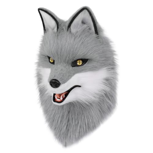 hbbhml Wolf Hundekopf Maske Plüsch Kunstfell Kostüm Cosplay Zubehör für Halloween Weihnachtsfeier von hbbhml