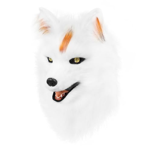 hbbhml Wolf Hundekopf Maske Plüsch Kunstfell Kostüm Cosplay Zubehör für Halloween Weihnachtsfeier hbbhml Wolf Hundekopf Maske Plüsch Kunstfell Kostüm Cosplay Zubehör für Halloween Weihnachtsfeier von hbbhml