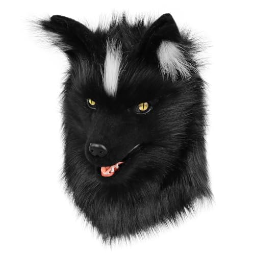 hbbhml Wolf Hundekopf Maske Plüsch Kunstfell Kostüm Cosplay Zubehör für Halloween Weihnachtsfeier hbbhml Wolf Hundekopf Maske Plüsch Kunstfell Kostüm Cosplay Zubehör für Halloween Weihnachtsfeier von hbbhml