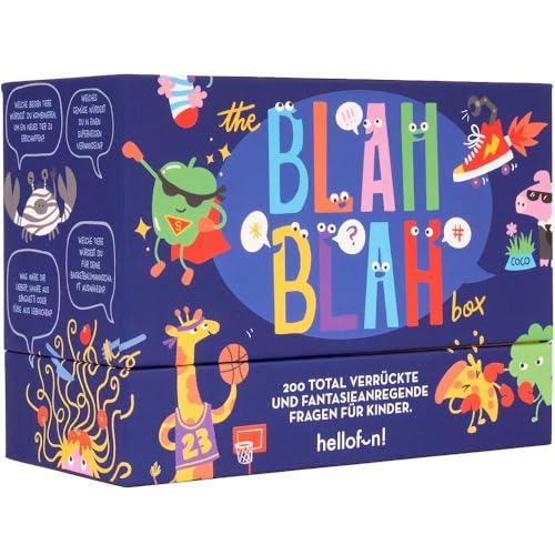 Hellofun! | Blah Blah Box | Partyspiele | lustige Spiele für die ganze Familie | Geschenk Kindergeburtstag | Fördert Kreativität mit ganz viel Spiel-Spaß | Familienspiel | Ab 2 Spielern ab 5 Jahren von hellofun!