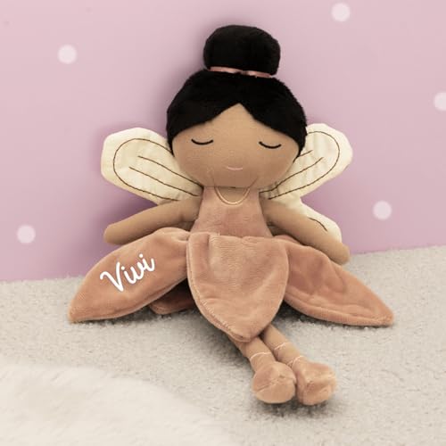 Personalisierte Kuschelfee Kuscheltier Stofftier Stoffpuppe von Jollein – weich, leicht & Geschenk zur Geburt Taufe Weihnachten – optional mit Namen personalisierbar - für Jungen Mädchen (Fee Mae) von hellomini