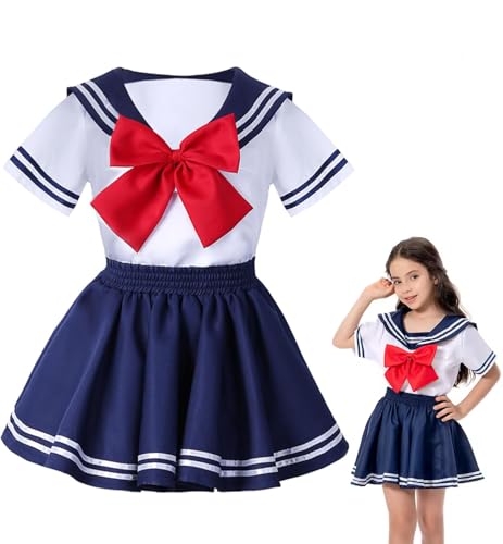 helymore Mädchen Japanische Schule Uniform Hemd Rock Fliege Anime Cosplay Kostüm Outfits für Kinder Blau M helymore Mädchen Japanische Schule Uniform Hemd Rock Fliege Anime Cosplay Kostüm Outfits für Kinder Blau M von helymore