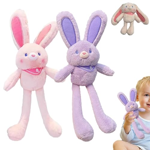 Pull up Rabbit Plush Toys, 12" Easter Pull-Out Funny Rabbit Plush Keychain, Stress Relief Soft Stuffed Bunny Toy Pendant for Birthdays & Easter (Pink+Purple) von heofonm