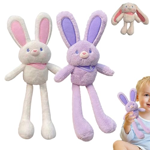 heofonm Pull up Rabbit Plush Toys, 12" Easter Pull-Out Funny Rabbit Plush Keychain, Stress Relief Soft Stuffed Bunny Toy Pendant for Birthdays & Easter (White+Purple) von heofonm