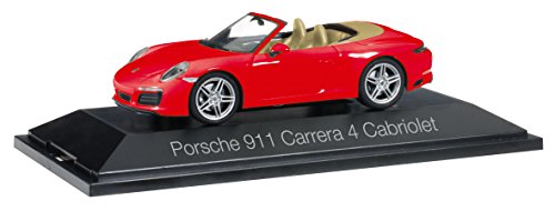 herpa 071109 Porsche 911 Carrera 4 Cabriolet Fahrzeug in Miniatur zum Basteln, Sammeln und als Geschenk, Indischrot von herpa