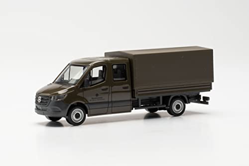 Herpa Militär Modellauto Mercedes-Benz Sprinter `18 Doppelkabine mit Plane „Bundeswehr“, originalgetreu im Maßstab 1:87, Auto Modell, Modellbau Sammlerstück, Army Deko Automodelle von herpa