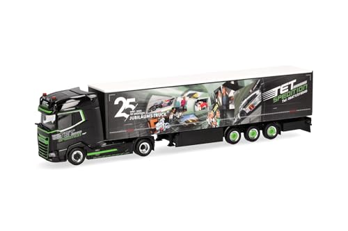 Herpa LKW Modell DAF XG+ Gardinenplanen-Sattelzug TET/Jubiläum, Miniatur im Maßstab 1:87, Sammlerstück, Made in Germany, Kunststoff von herpa