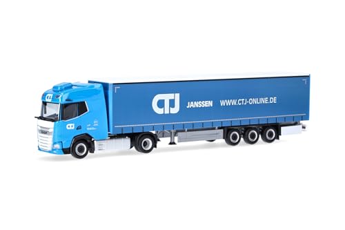 Herpa LKW Modell DAF XG Gardinenplanen-Sattelzug CTJ (Nordrhein-Westfalen/Dormagen), Miniatur im Maßstab 1:87, Sammlerstück, Made in Germany, Kunststoff von herpa