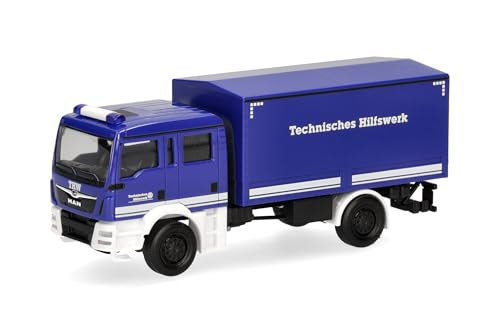 Herpa LKW Modell Man TGM MzKW THW, Miniatur im Maßstab 1:87, Sammlerstück, Made in Germany, Kunststoff Herpa LKW Modell Man TGM MzKW THW, Miniatur im Maßstab 1:87, Sammlerstück, Made in Germany, Kunststoff von herpa