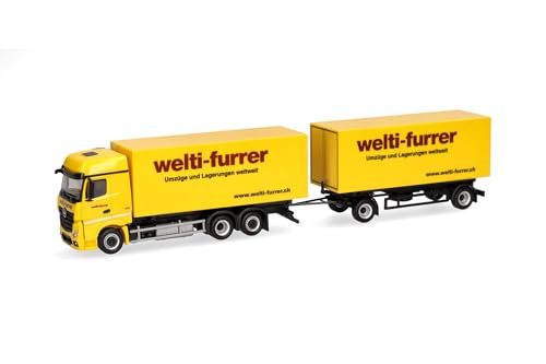 Herpa LKW Modell Mercedes-Benz Actros Bigspace Wechselkoffer-Hängerzug Welti-Furrer, Miniatur im Maßstab 1:87, Sammlerstück, Made in Germany, Kunststoff Herpa LKW Modell Mercedes-Benz Actros Bigspace Wechselkoffer-Hängerzug Welti-Furrer, Miniatur im Maßstab 1:87, Sammlerstück, Made in Germany, Kunststoff von herpa