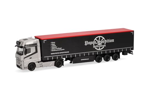 Herpa LKW Modell Mercedes-Benz Actros L Gigaspace Gardinenplanen-Sattelzug Popov Spedition, Miniatur im Maßstab 1:87, Sammlerstück, Made in Germany, Kunststoff Herpa LKW Modell Mercedes-Benz Actros L Gigaspace Gardinenplanen-Sattelzug Popov Spedition, Miniatur im Maßstab 1:87, Sammlerstück, Made in Germany, Kunststoff von herpa