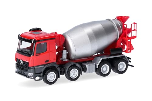 Herpa LKW Modell Mercedes-Benz Arocs M Betonmischer-LKW 4-achs, rot/Silber, Miniatur im Maßstab 1:87, Sammlerstück, Made in Germany, Kunststoff Herpa LKW Modell Mercedes-Benz Arocs M Betonmischer-LKW 4-achs, rot/Silber, Miniatur im Maßstab 1:87, Sammlerstück, Made in Germany, Kunststoff von herpa