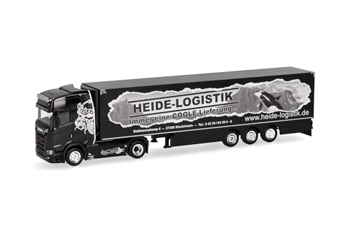 Herpa LKW Modell Scania CS 20 HD Kühlkoffer-Sattelzug Heide Logistik, Miniatur im Maßstab 1:87, Sammlerstück, Made in Germany, Kunststoff von herpa