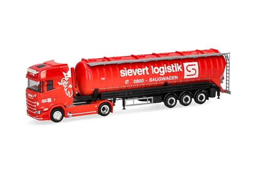 Herpa LKW Modell Scania CS 20 HD Saugsilo-Sattelzug Sievert Logistik, Miniatur im Maßstab 1:87, Sammlerstück, Made in Germany, Kunststoff von herpa